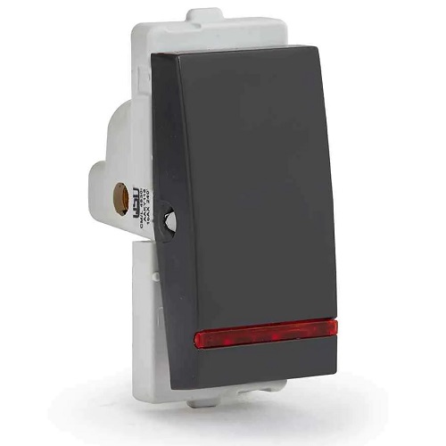 16 AX, 1Way Switch with Indicator, 1 Module , Schneider Opale - Coke Grey